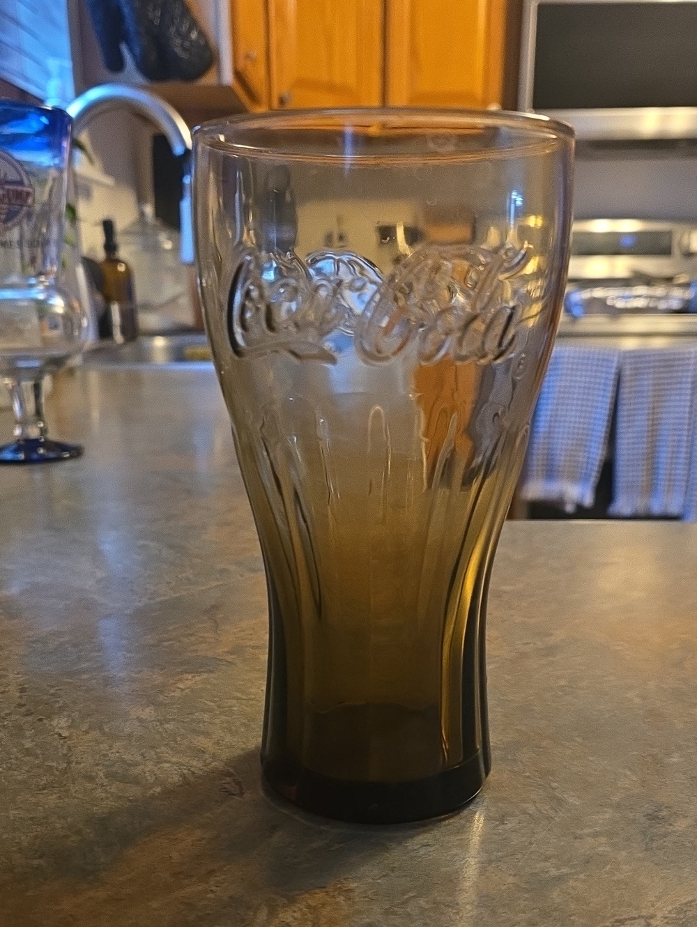 Coca Cola Amber-Tinted Embossed Glass Tumbler